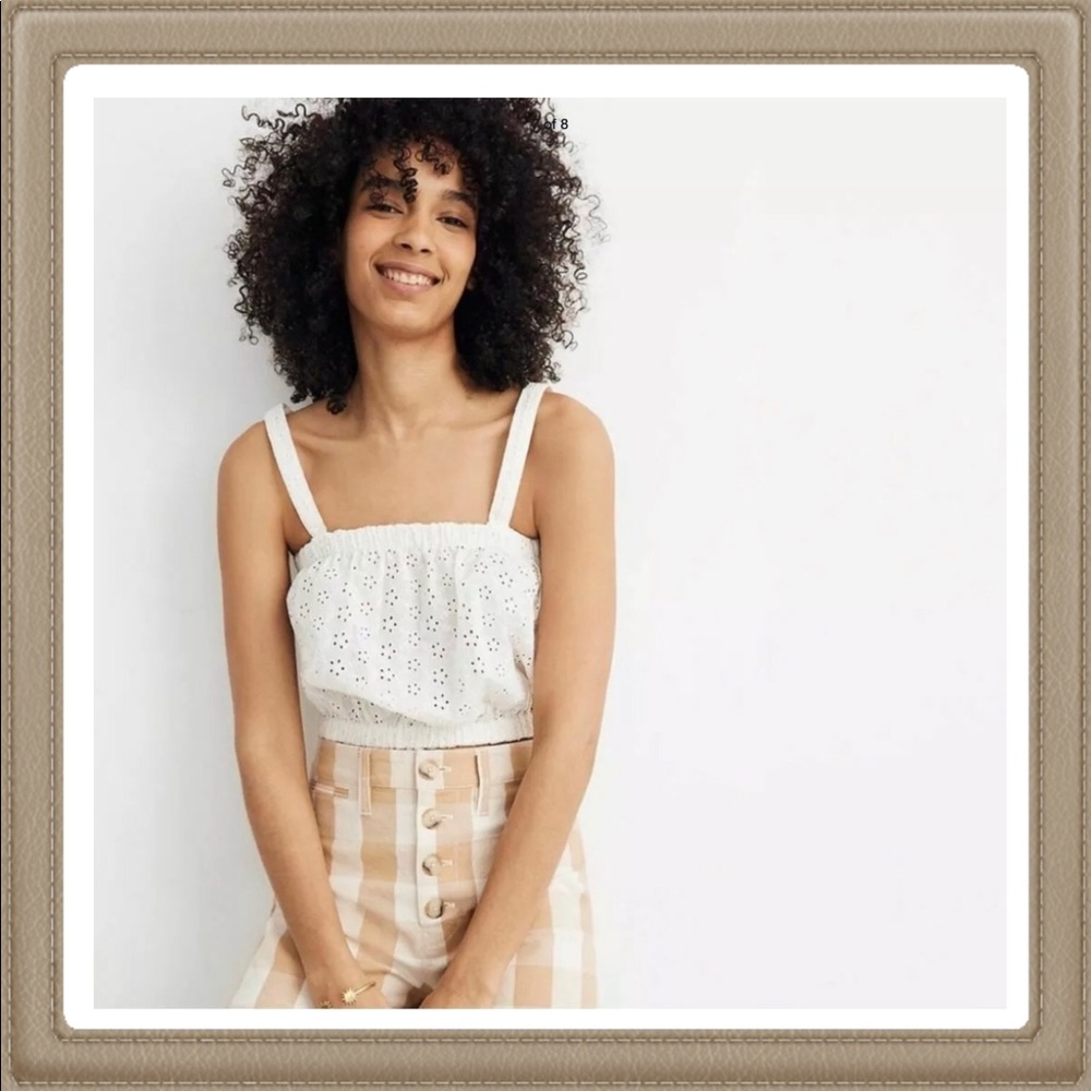 Madewell Ivory Eyelet Crop Top NWT